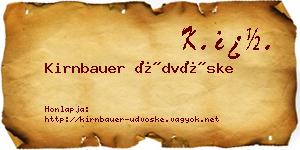 Kirnbauer Üdvöske névjegykártya